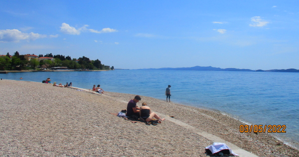 On the beach in the centre of Zadar